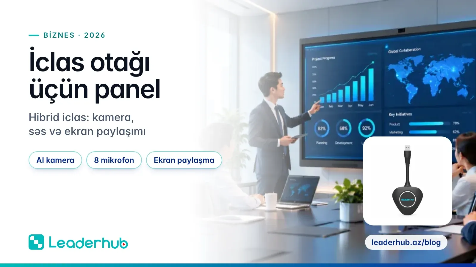 İclas otağı üçün panel — Hibrid iclas: kamera, səs və ekran paylaşımı