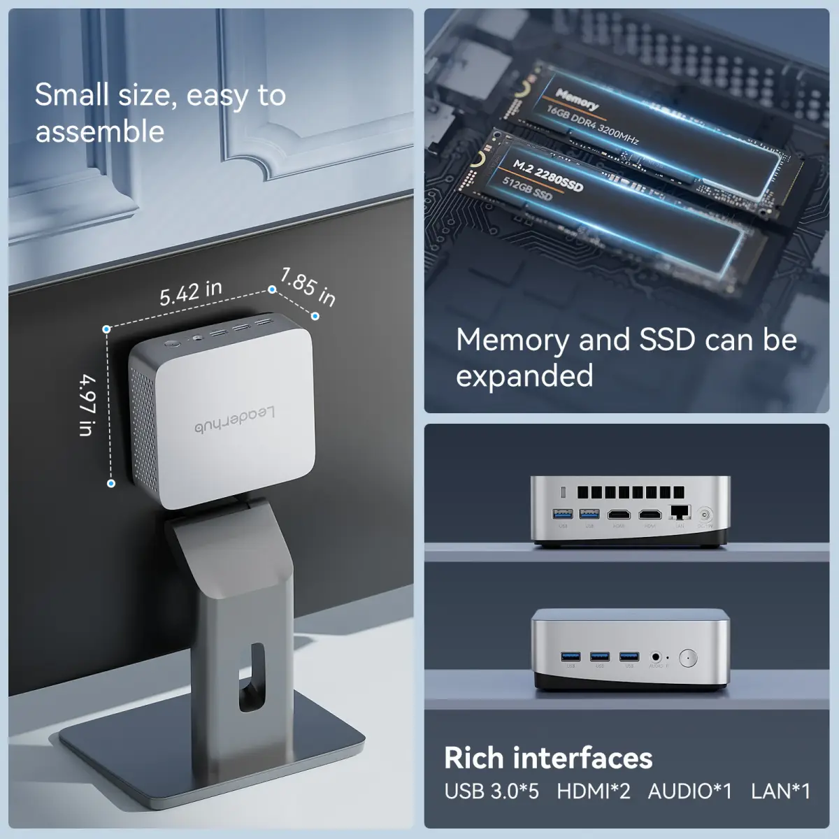 Leaderhub LP5C mini PC — Intel Core i5-12450HX — Şəkil 9