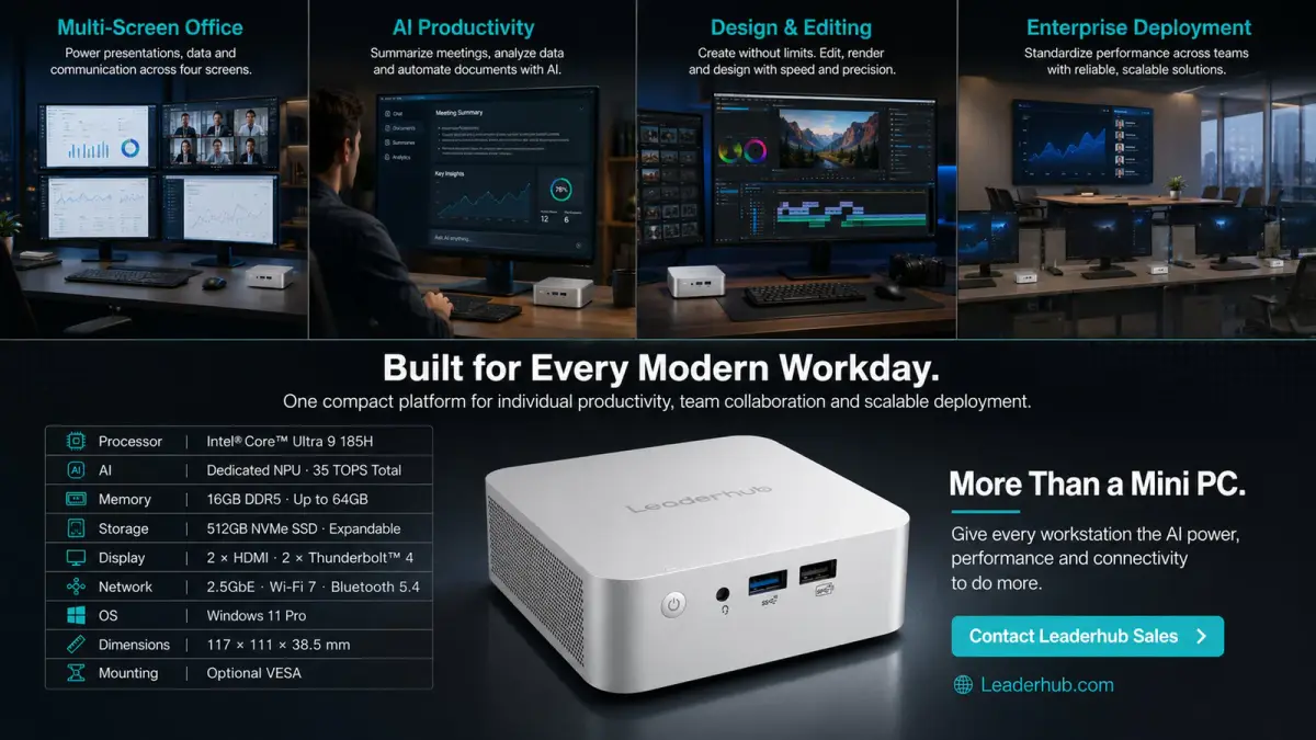 Leaderhub P9 mini PC — Intel Core Ultra 9 185H — Şəkil 4